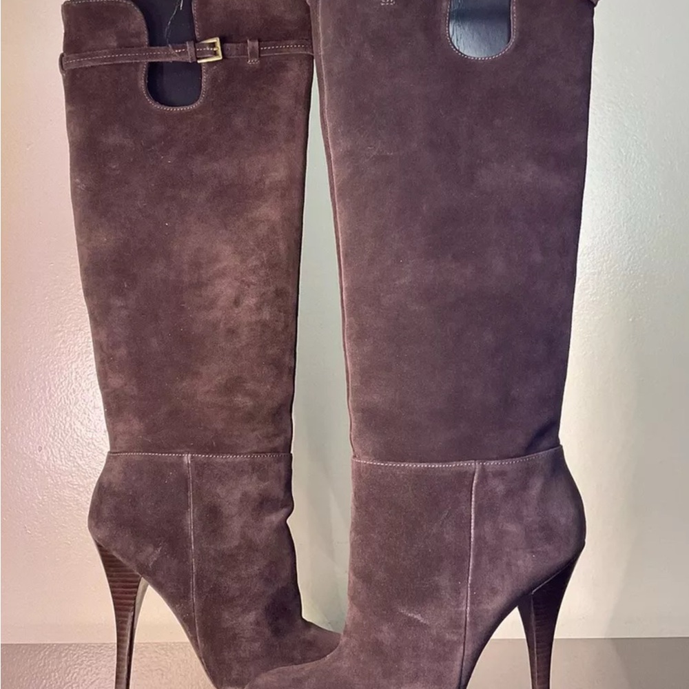 Joan & David Dameranda Suede Knee High Boots 10 Dark Brown